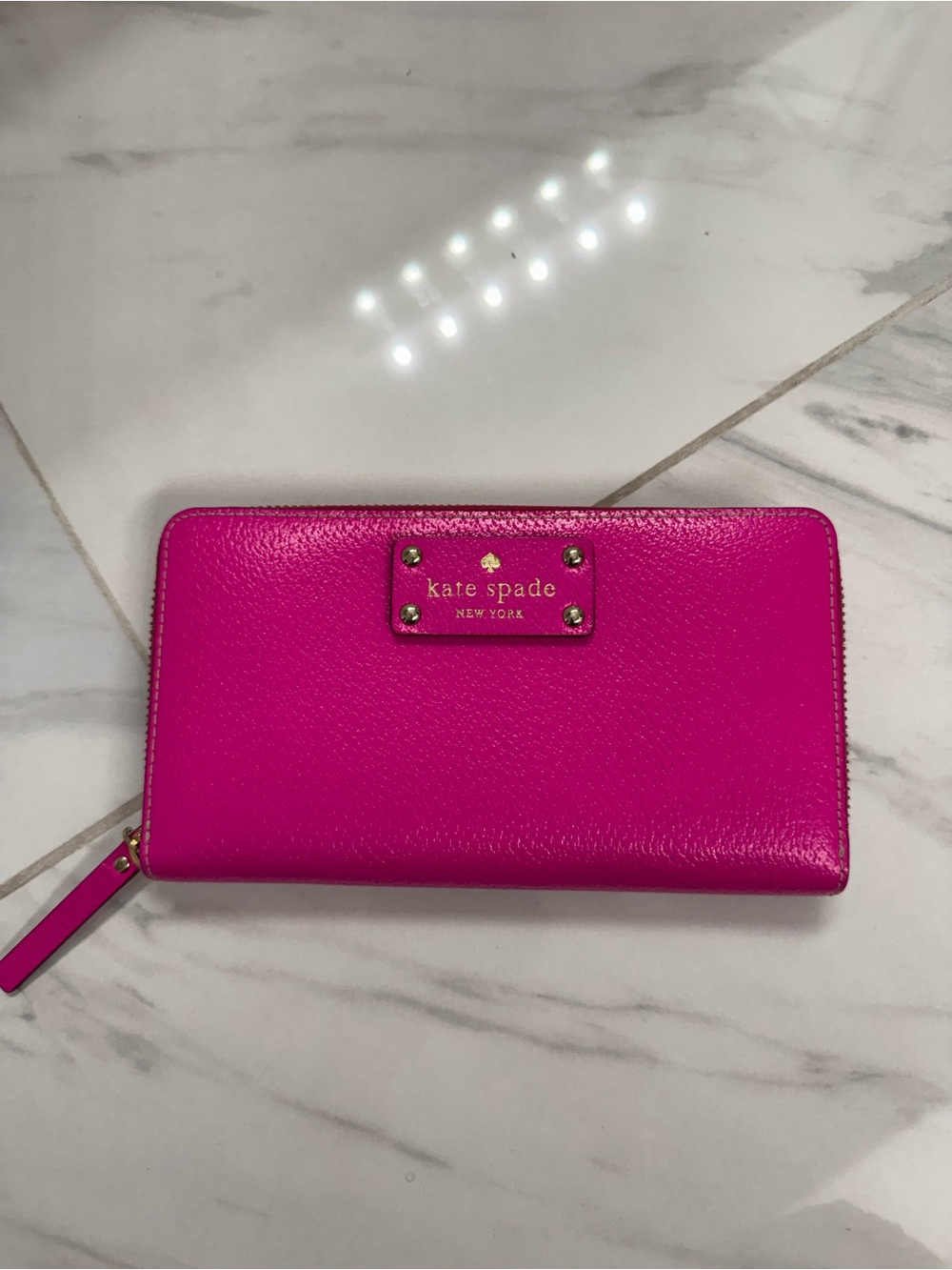 Kate Spade New York Pink/FushiaLeather Zip Around Wallet